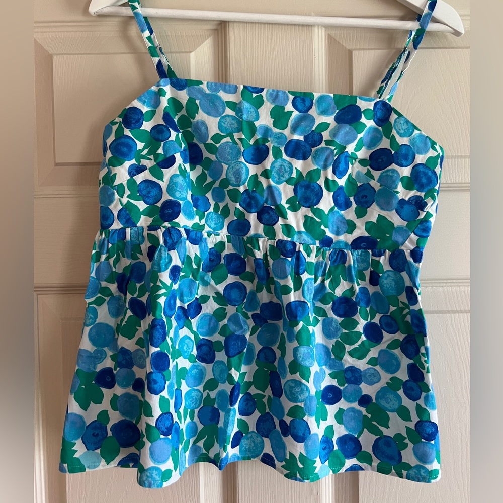 NWT J Crew Tie-Back Strappy Top Sz 6 Blue Floral